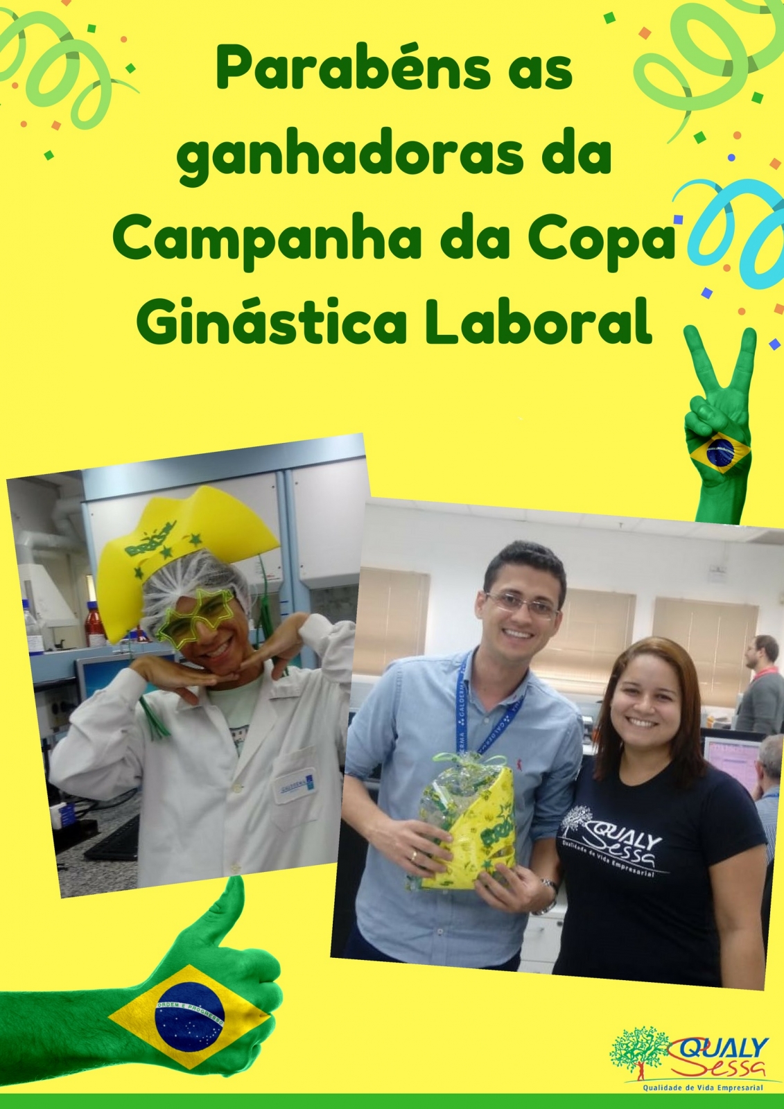 Qualy Sessa sorteia kits torcedores para alunos de Ginástica Laboral